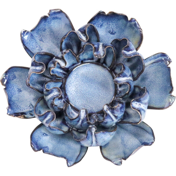 Tealight Flower Blue 14x7cm