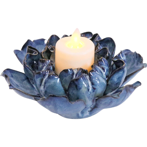 Tealight Flower Blue 14x7cm