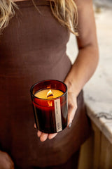 Saide Large Amber Wood Wick Soy Candle - Mimosa & Mandarin