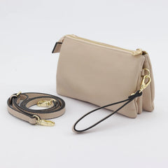 Evie  Leather Crossbody Bag - Nude