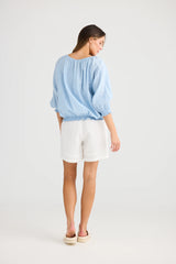 Holiday Trading Seaside Top – Blue Self-Stripe Blouse