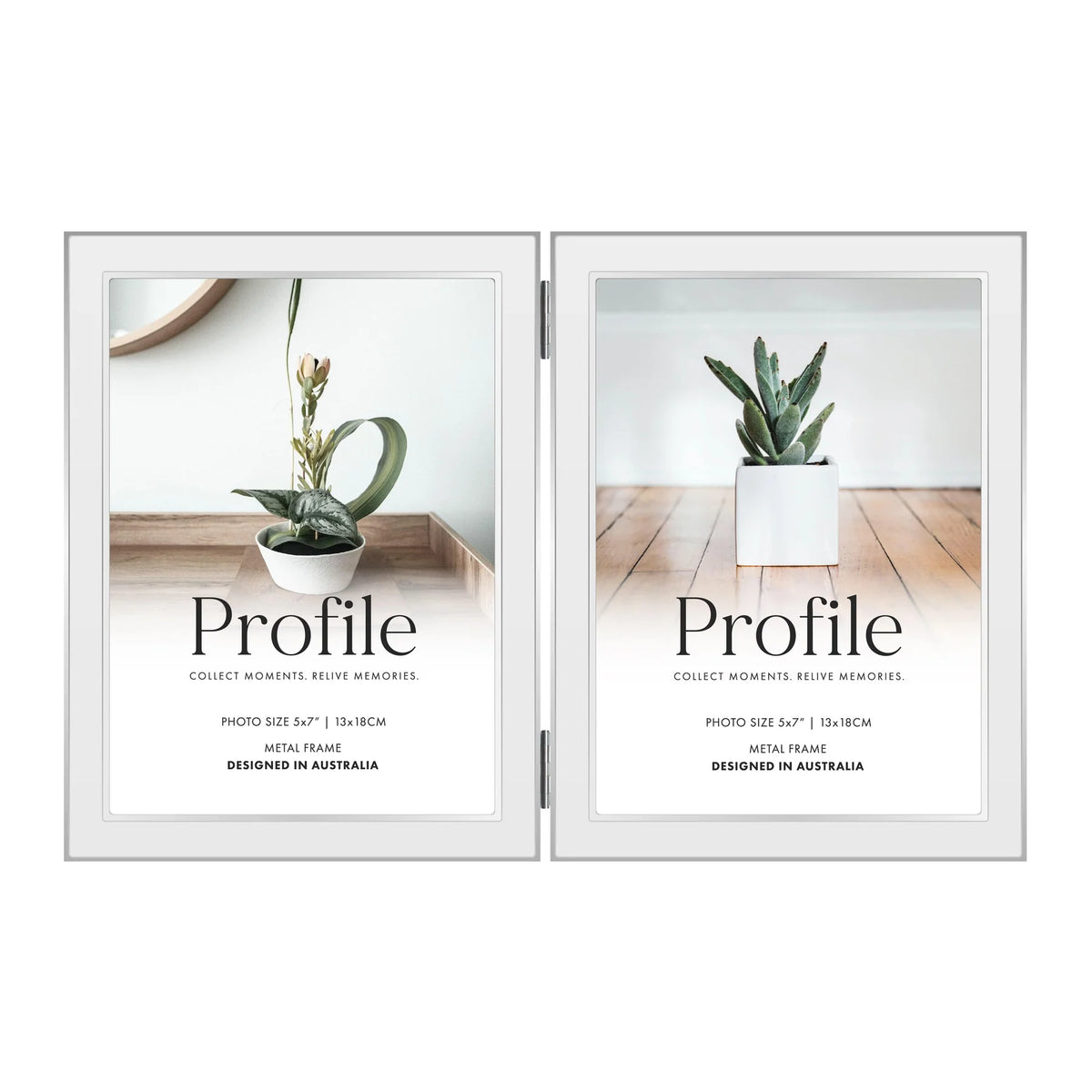Eternal Hinged Double White Metal Photo Frame - 5x7