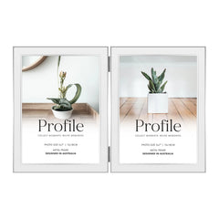 Eternal Hinged Double White Metal Photo Frame - 5x7