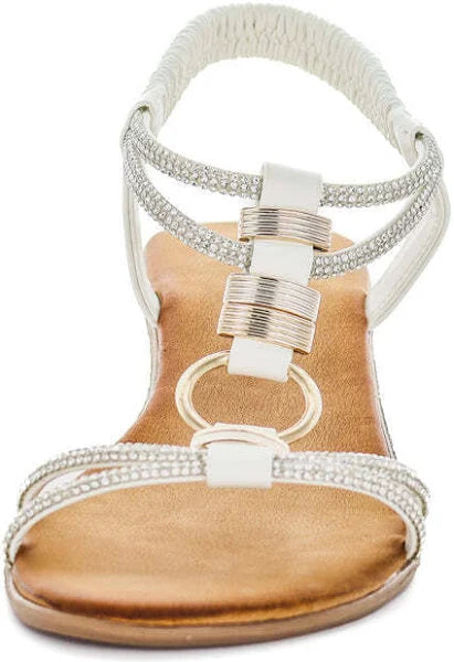 Diamante Wedge Sandals - White