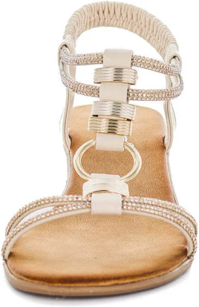 Diamante Wedge Sandals - Beige