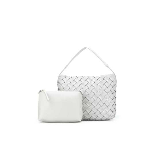 2-Piece Woven Shoulder Bag Set - White