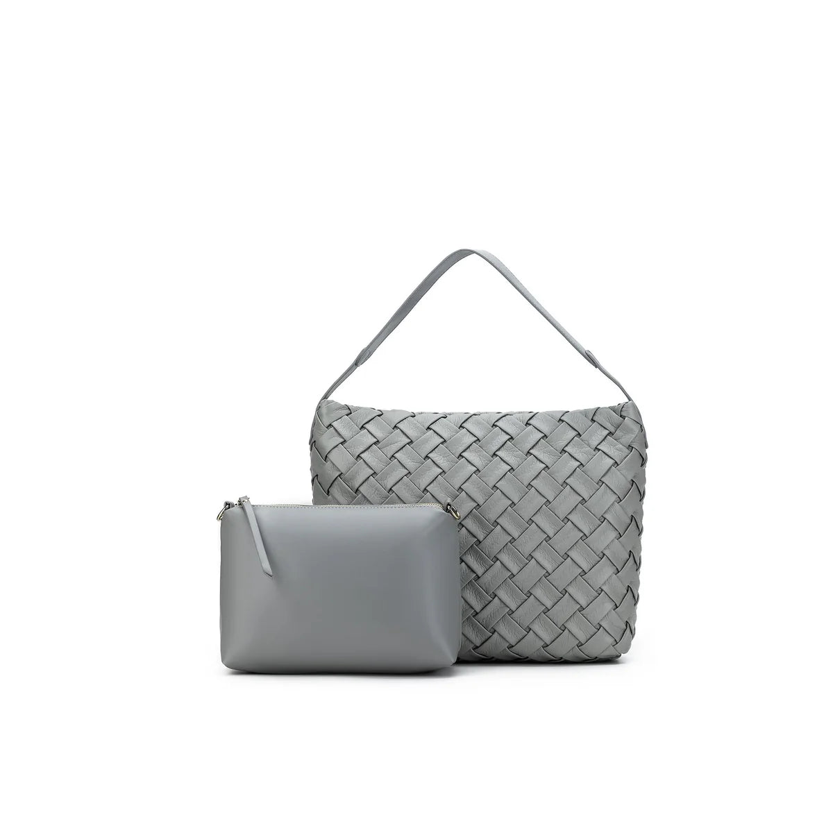 2-Piece Woven Shoulder Bag Set - Grey