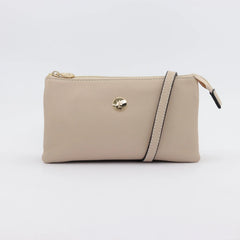 Evie  Leather Crossbody Bag - Nude