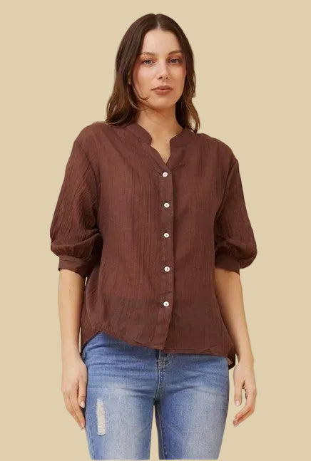 Button Back Blouse – Bitter Chocolate