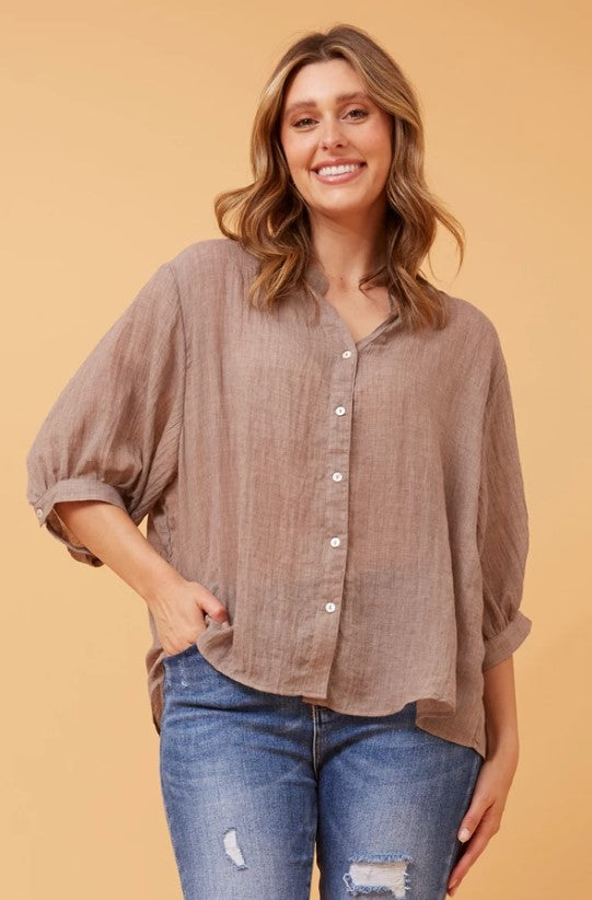 Button Back Blouse – Mushroom