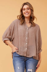 Button Back Blouse – Mushroom