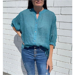 Worthier Linen Blouse Teal