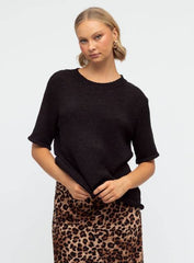 Winter Knit Tee in Black
