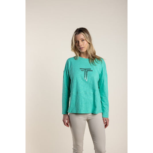 Two T's Long Sleeve Logo Tee Jade