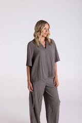 Crinkle Short Sleeve Top - Donkey