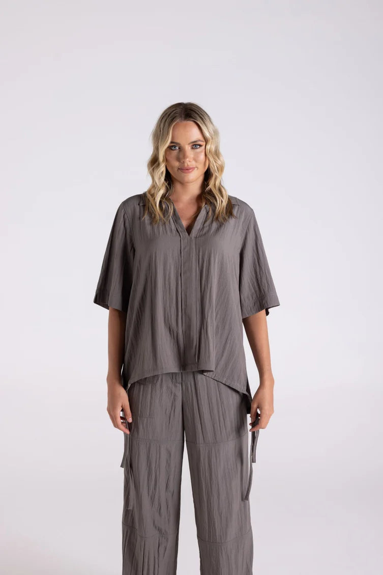 Crinkle Short Sleeve Top - Donkey