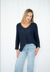 Silver Wishes Knit Top - Navy