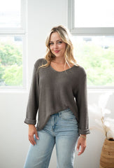 Silver Wishes Knit Top - Charcoal