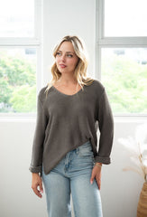 Silver Wishes Knit Top - Charcoal