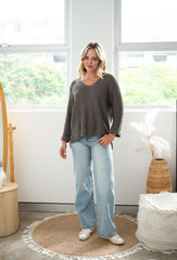 Silver Wishes Knit Top - Charcoal