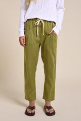 Little Lies Luxe Linen Pants - Olive