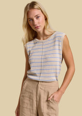 Little Lies Indi Tank - Natural & Blue Stripe