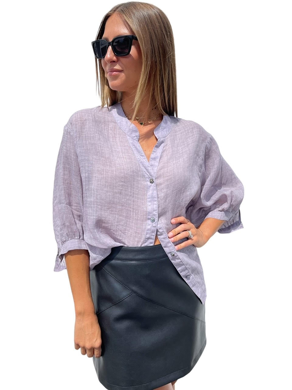 Soft Linen Blouse - Lilac