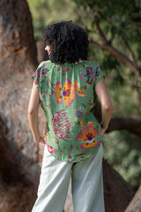 Posey Clare Top – Multi-Coloured Floral V-Neck Blouse