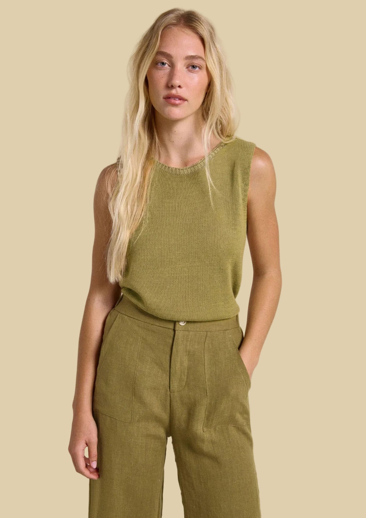 Little Lies Spring Tank – Olive