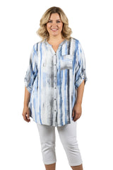 Abstract Print Blouse – Blue