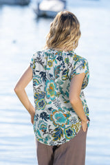 Kaya Clare Top – Multi-Coloured Floral V-Neck