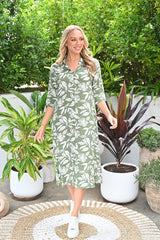 Floral Print Cotton Long Shirt Dress