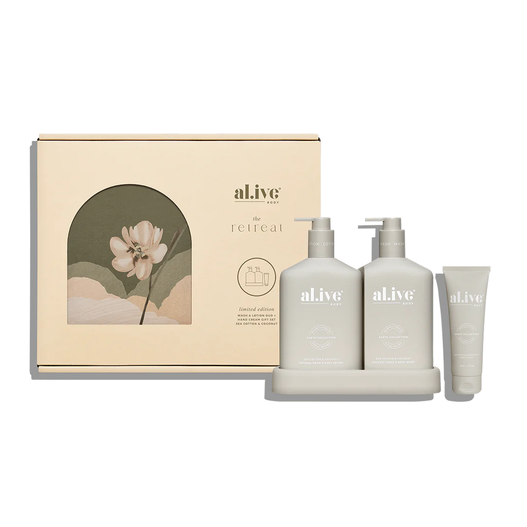 al.ive body Sea Cotton & Coconut Wash & Lotion Duo + Hand Cream Gift Set