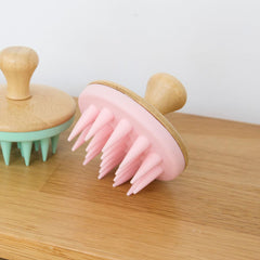 Bamboo & Silicone Scalp Massager - Pink