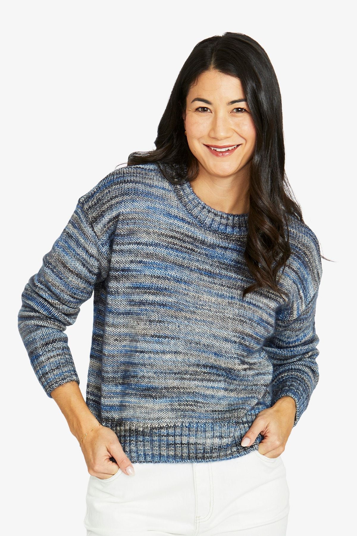 Jump Colour Mix Pullover in Blues Mix - detail view