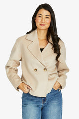 Jump Crop Coat in Stone - lifestyle view