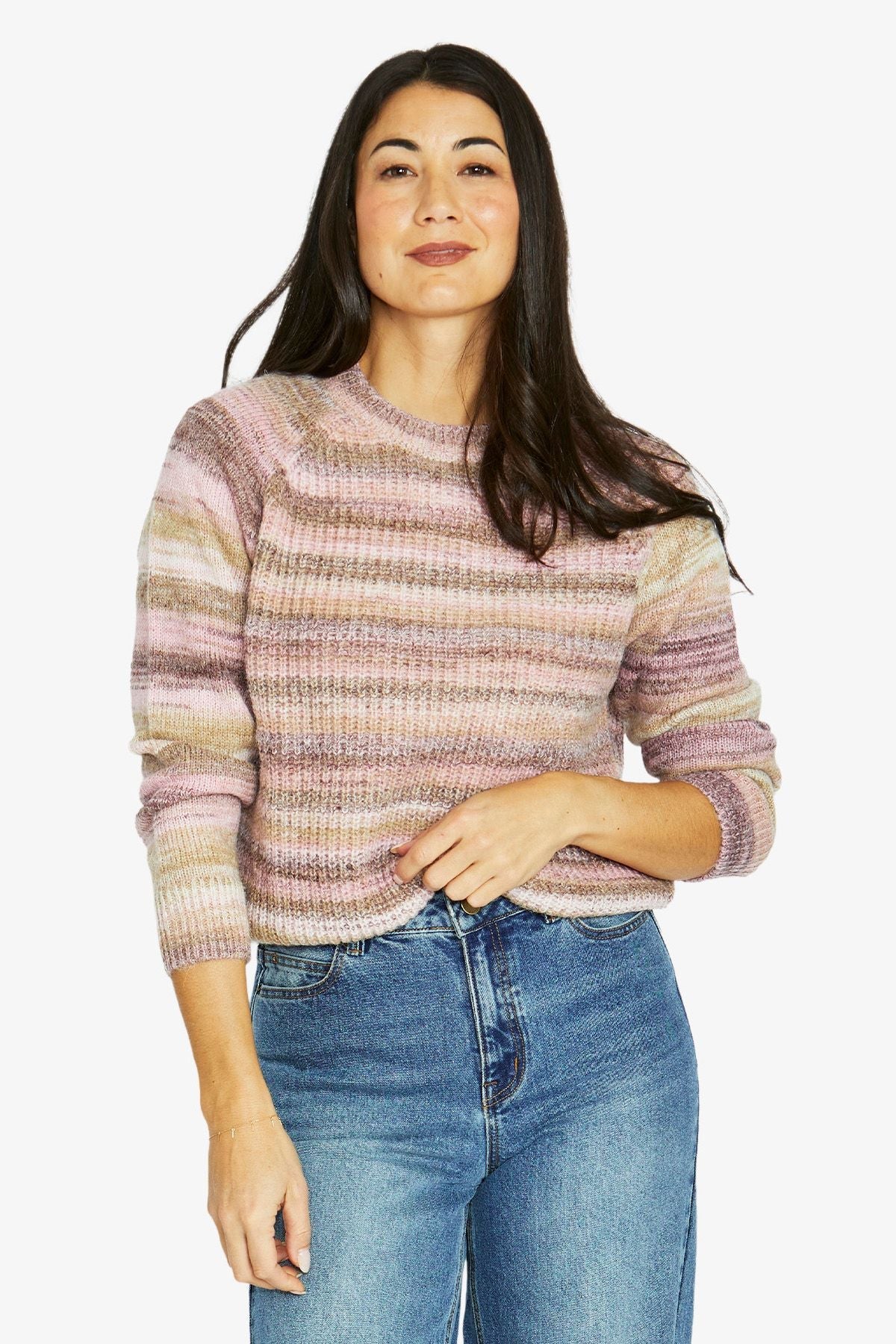 Jump Space Dye Pullover in Raisin - front view