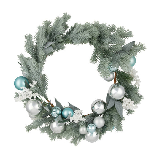 Sage Silver Bauble Christmas Wreath for Home Decor