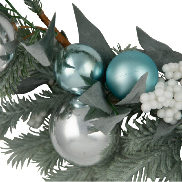 Sage Silver Bauble Christmas Wreath for Home Decor