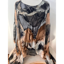 Load image into Gallery viewer, Watermark Silk Top Charcoal Abstract