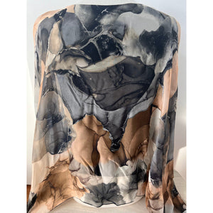 Watermark Silk Top Charcoal Abstract