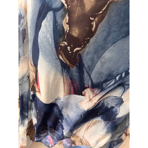 Watermark Silk Top Navy Abstract