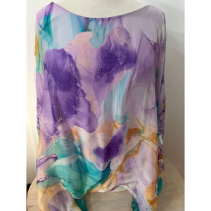 Watermark Silk Top Lilac Abstract
