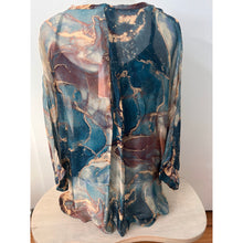 Load image into Gallery viewer, Marbla Silk Blouse Teal Amber