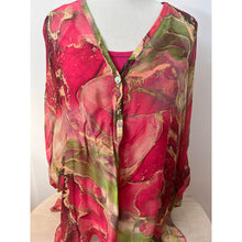 Load image into Gallery viewer, Marbla Silk Blouse Fuchsia/lime