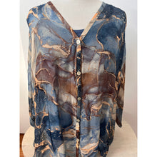 Load image into Gallery viewer, Marbla Silk Blouse Navy Amber