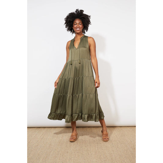 Barbados Tiered Maxi Khaki