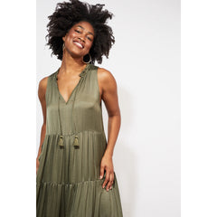 Barbados Tiered Maxi Khaki