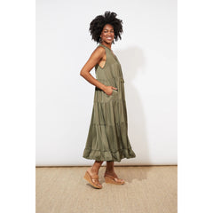 Barbados Tiered Maxi Khaki