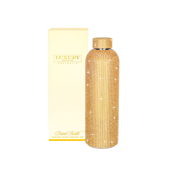 Glamorous Diamonte Stainless Steel Water Bottle - Gold